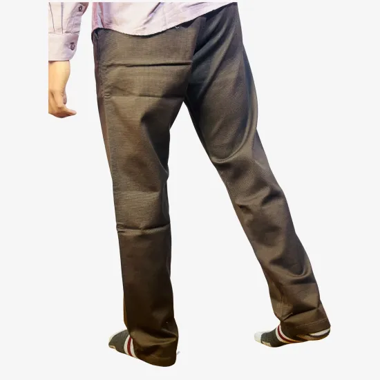 Men's Solid Brown Cotton Formal Trousers | Regular Fit Office Wear Pants